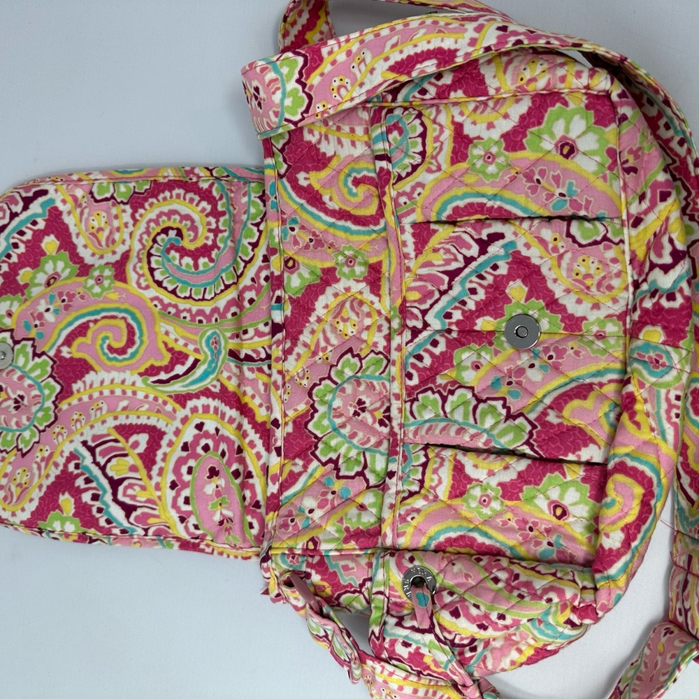 Vera Bradley Flap Over side pocket shoulder bag capri lemon print - Picture 4 of 13